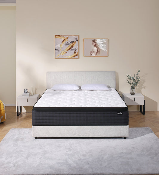 DEHIJU King Size Mattress, 12 Inch Hybrid Memory Foam King Mattress in a Box, Pressure Relief, Medium Firm, CertiPUR-US
