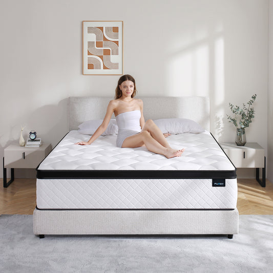 Fuxilai Queen Size Mattress, 10 Inch Hybrid Memory Foam Queen Mattress in a Box, Pressure Relief, Medium Firm, CertiPUR-US