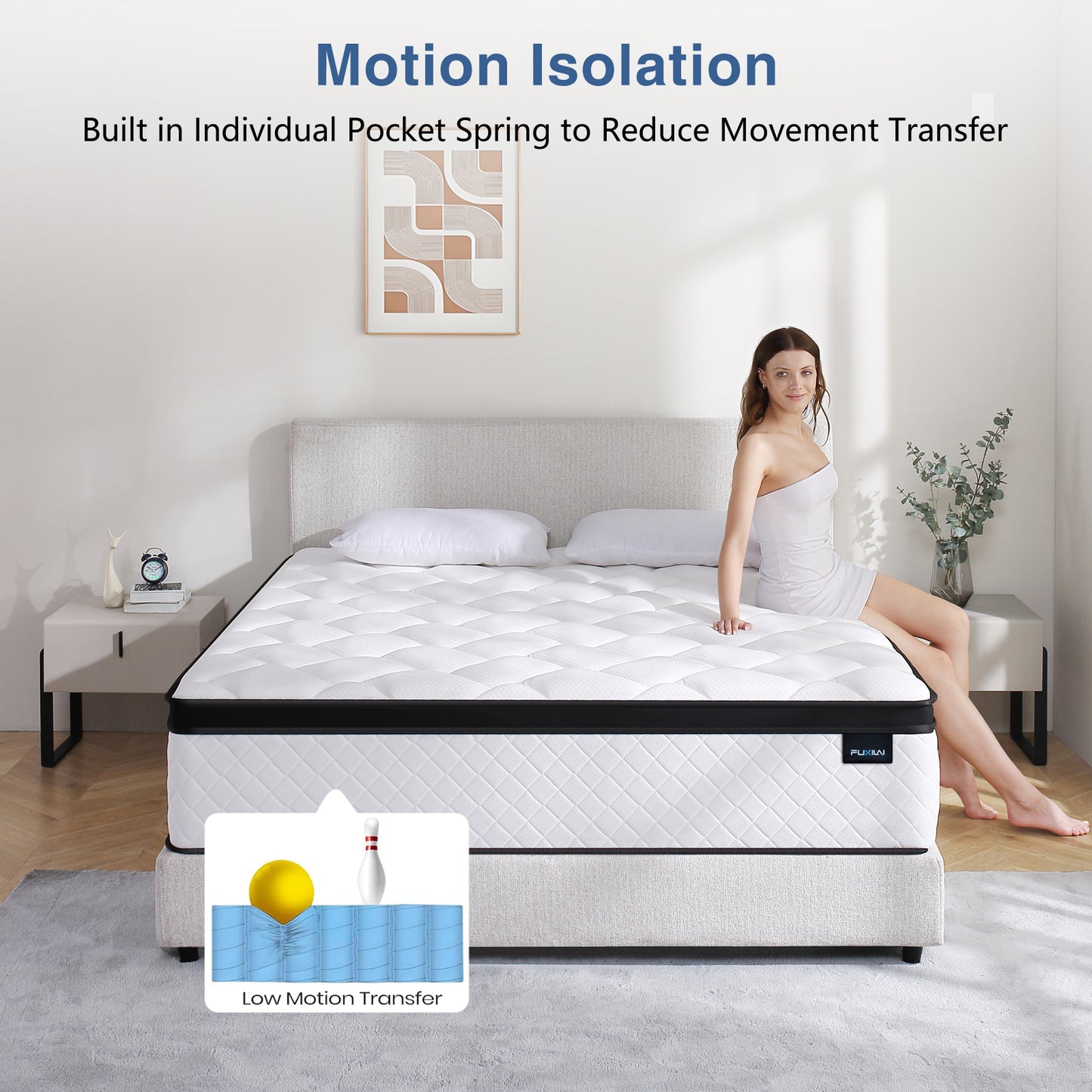 Fuxilai Full Size Mattress, 10 Inch Hybrid Memory Foam Full Mattress in a Box, Pressure Relief, Medium Firm, CertiPUR-US