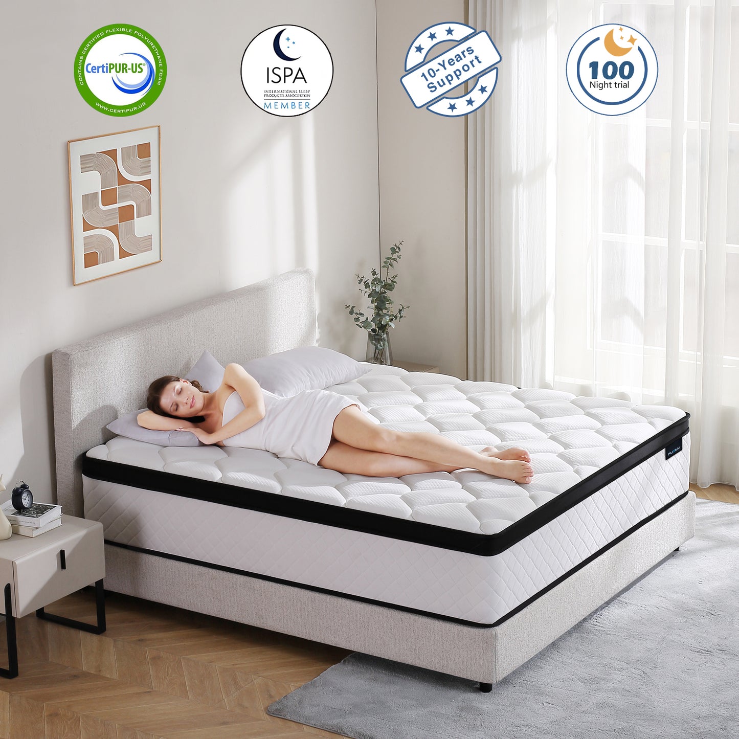 Fuxilai Full Size Mattress, 10 Inch Hybrid Memory Foam Full Mattress in a Box, Pressure Relief, Medium Firm, CertiPUR-US