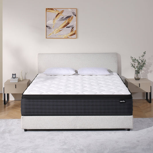 DEHIJU King Size Mattress, 12 Inch Hybrid Memory Foam King Mattress in a Box, Pressure Relief, Medium Firm, CertiPUR-US