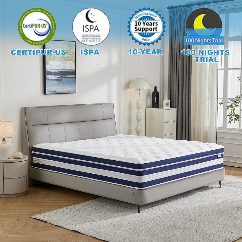 HYCEAN Full Size Mattress, 12 Inch Hybrid Memory Foam Full Mattress in a Box, Pressure Relief, Medium Firm, CertiPUR-US