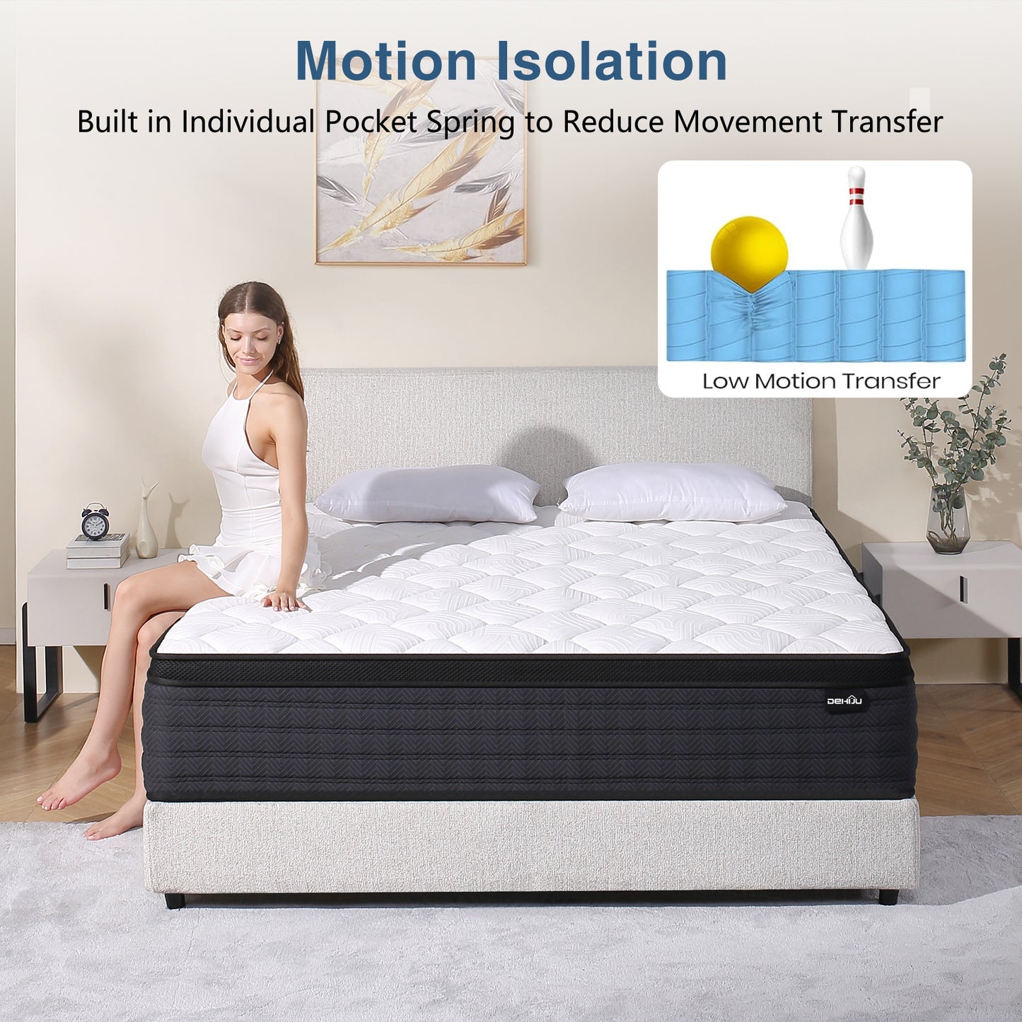 DEHIJU Full Size Mattress, 12 Inch Hybrid Memory Foam Mattress in a Box, Pressure Relief, CertiPUR-US