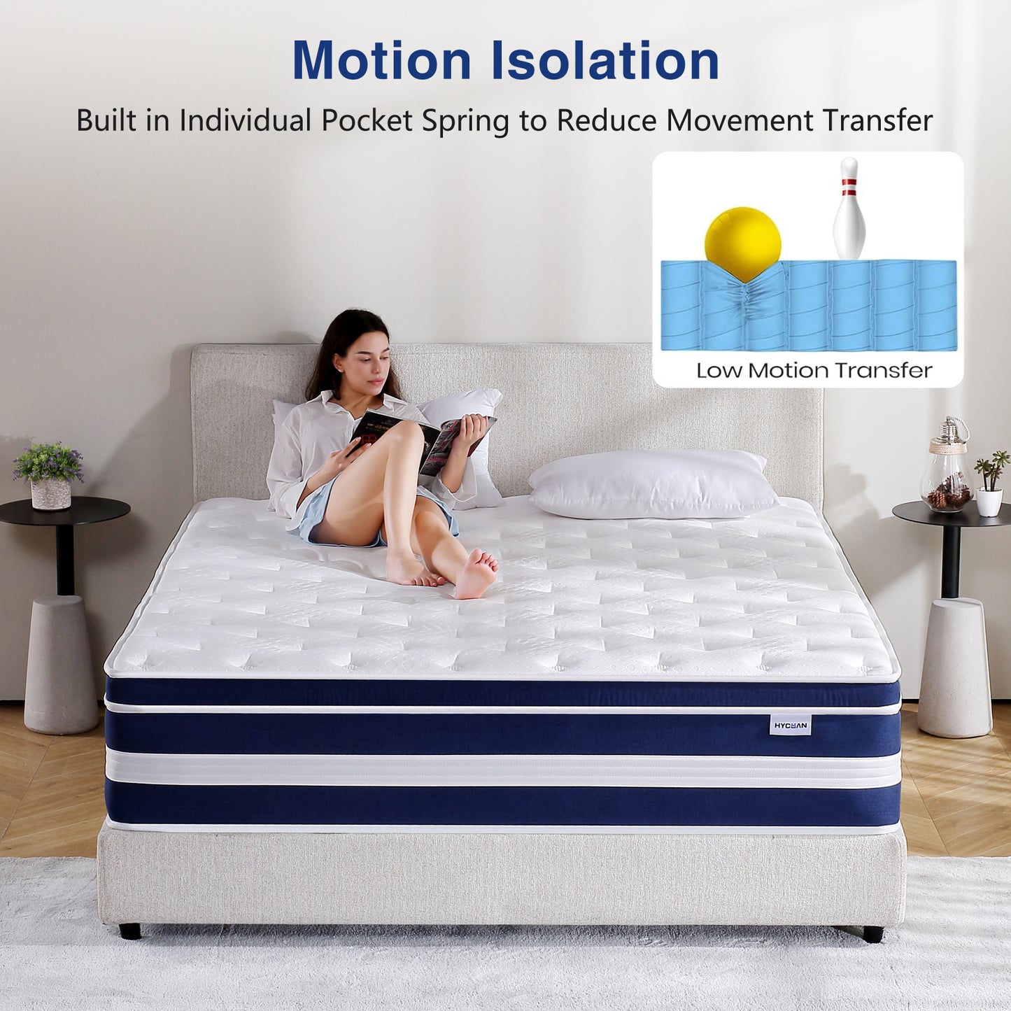 HYCEAN King Size Mattress, 12 Inch Hybrid Memory Foam King Mattress in a Box, Pressure Relief, Medium Firm, CertiPUR-US