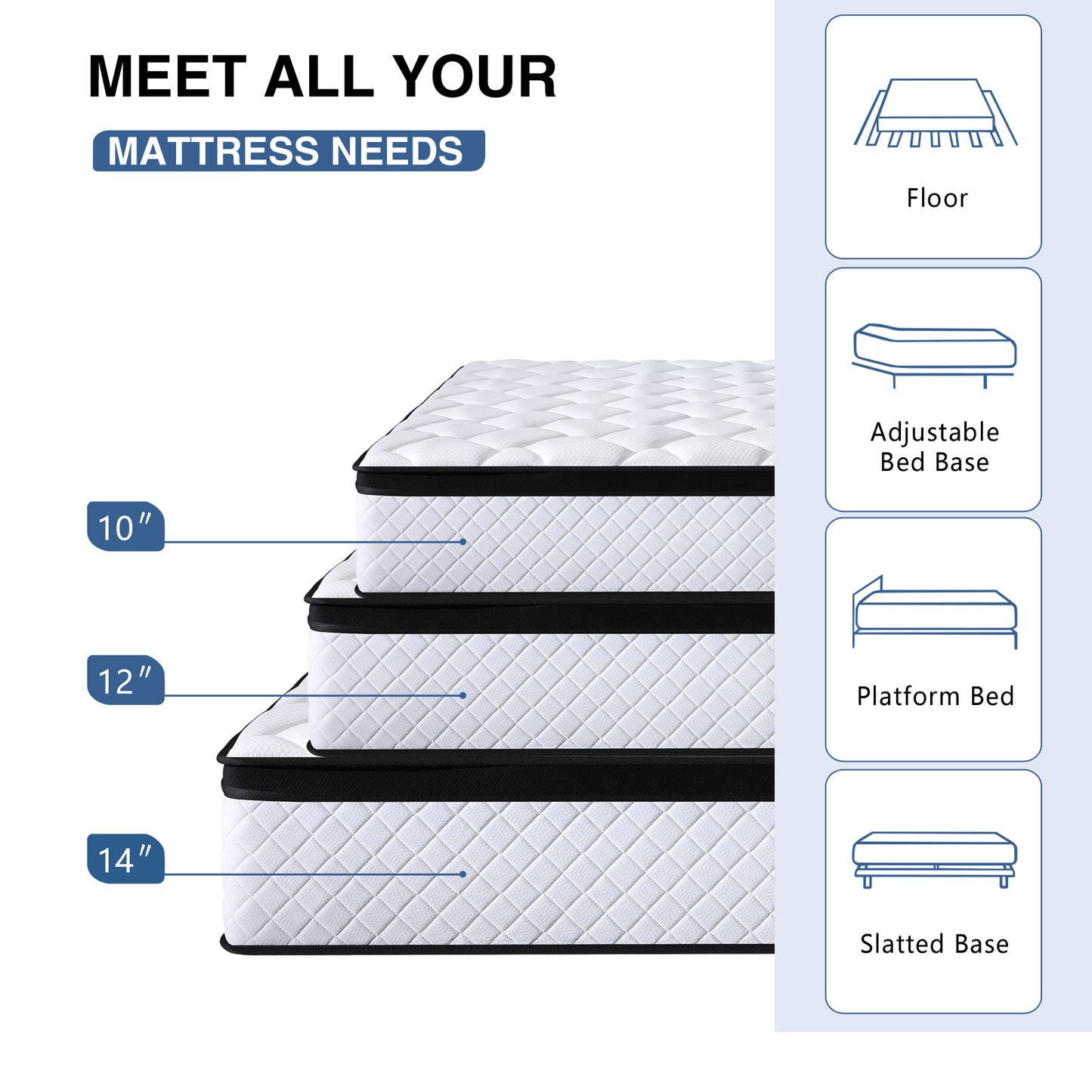 Fuxilai Queen Size Mattress, 10 Inch Hybrid Memory Foam Queen Mattress in a Box, Pressure Relief, Medium Firm, CertiPUR-US