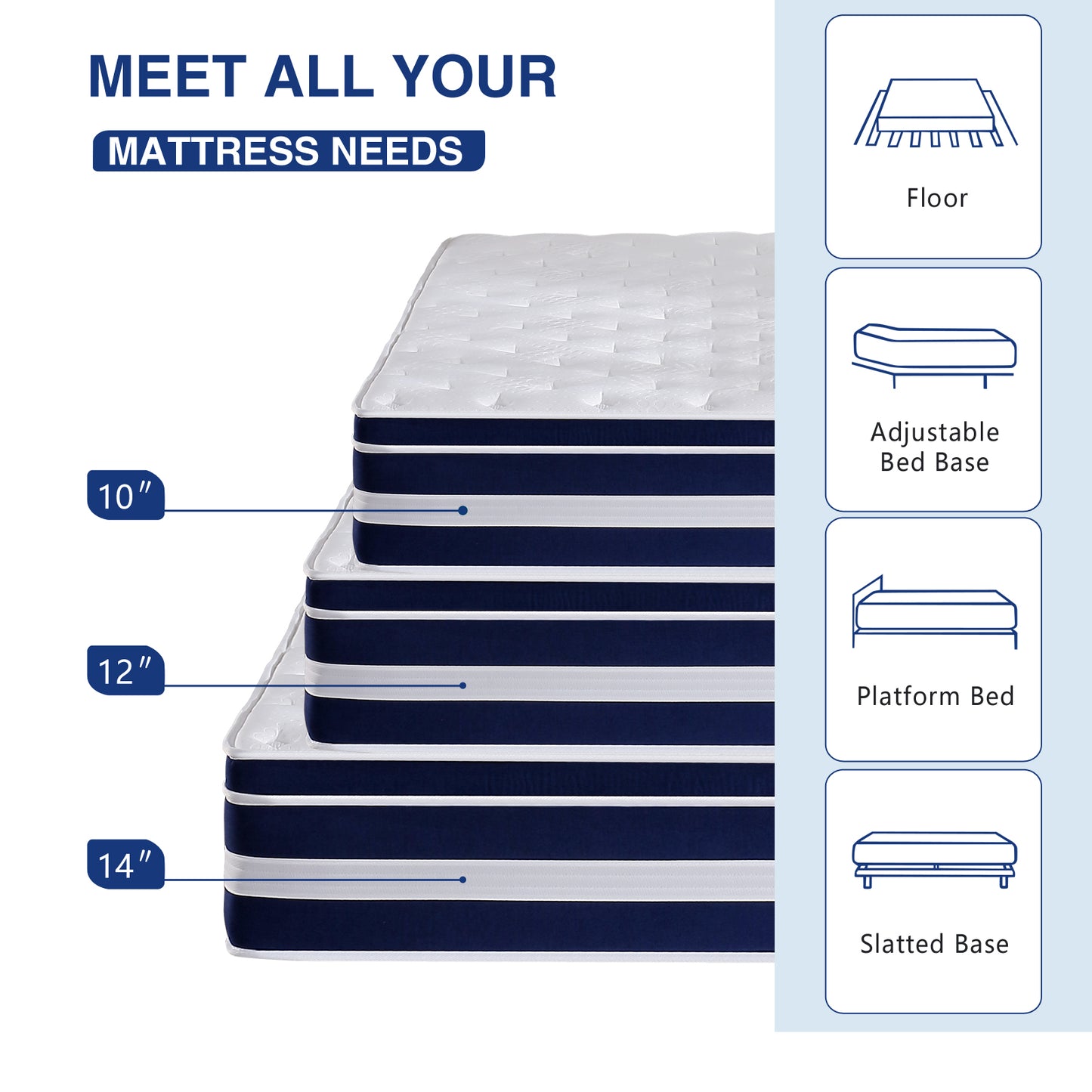 HYCEAN King Size Mattress, 12 Inch Hybrid Memory Foam King Mattress in a Box, Pressure Relief, Medium Firm, CertiPUR-US