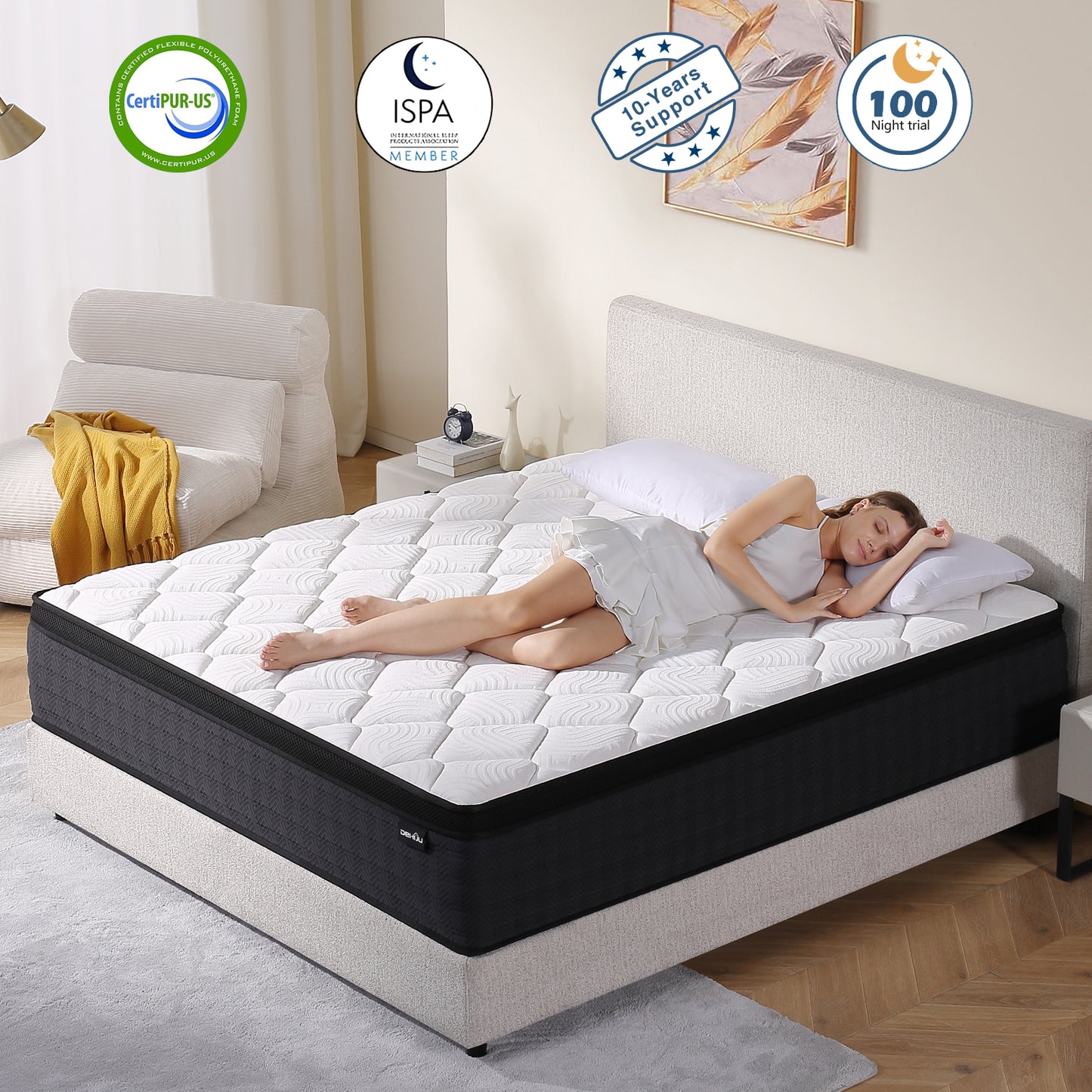 DEHIJU Full Size Mattress, 12 Inch Hybrid Memory Foam Mattress in a Box, Pressure Relief, CertiPUR-US