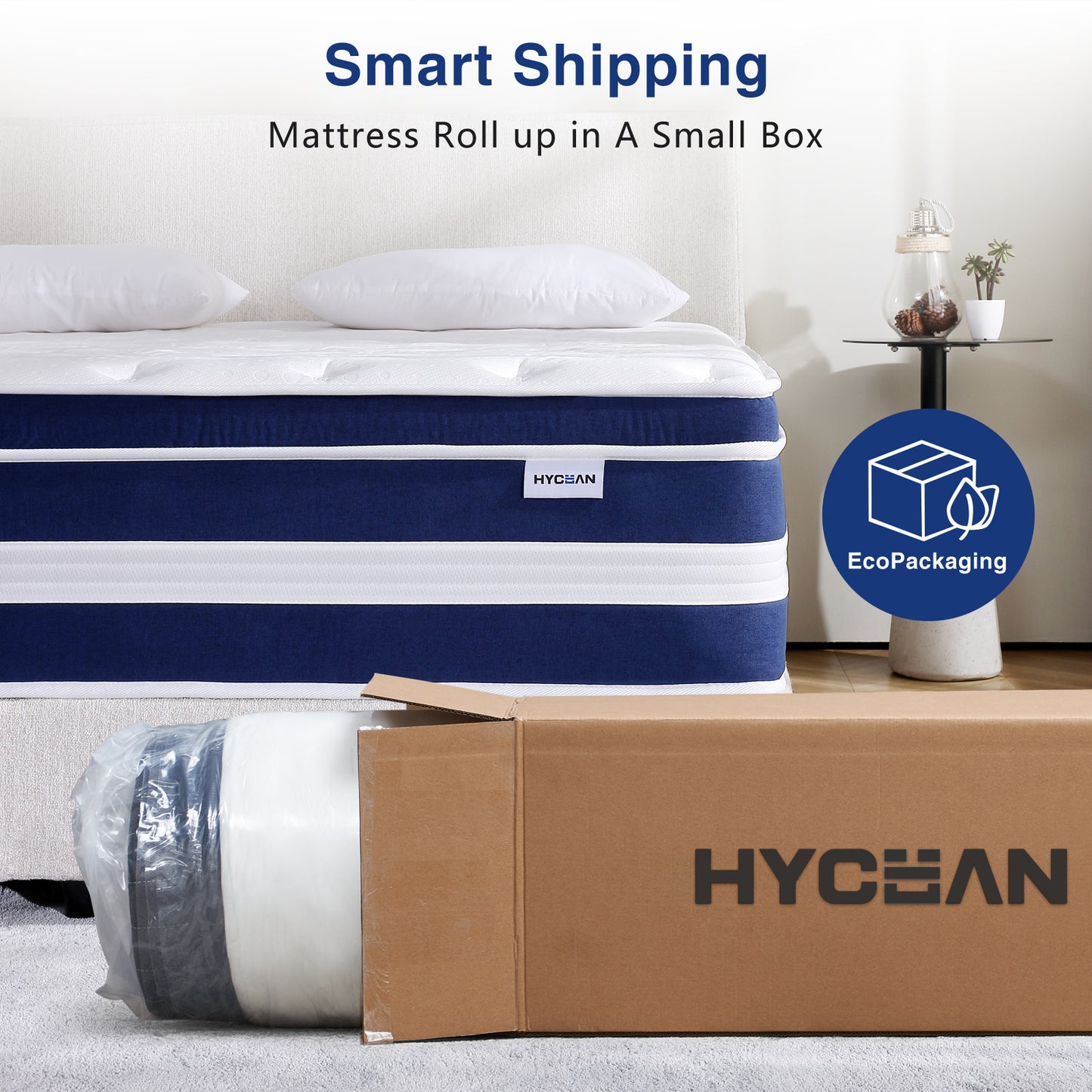 HYCEAN King Size Mattress, 12 Inch Hybrid Memory Foam King Mattress in a Box, Pressure Relief, Medium Firm, CertiPUR-US